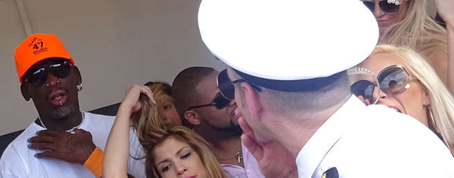 Dennis Rodman kiss from captain sapphire strip club & pool